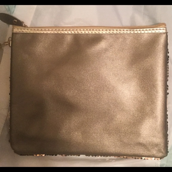 Rose Gold Sequin Zipper Bag With Wrist  Strap - Picture 5 of 6